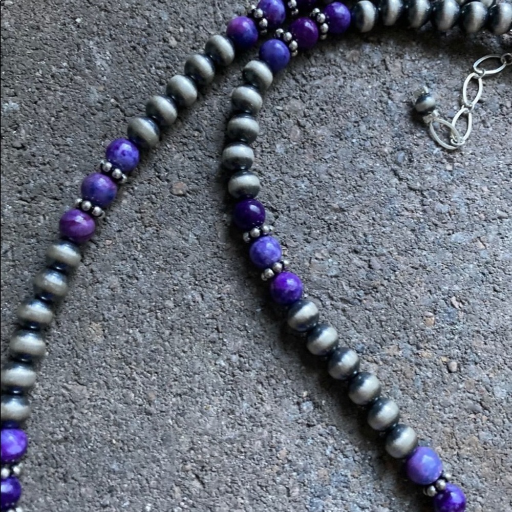 Sterlingsilver Sugilite W Pearlsbeadnecklace - image 8